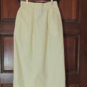 Long Yellow Cotton Pencil Skirt Small